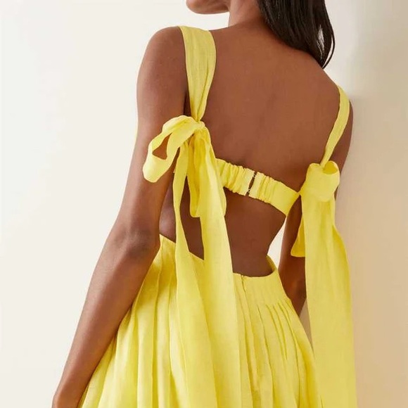 Zimmermann Sunshine Wild Botanica Bralette Open Back Linen Dress AU 0 US S - Picture 4 of 11